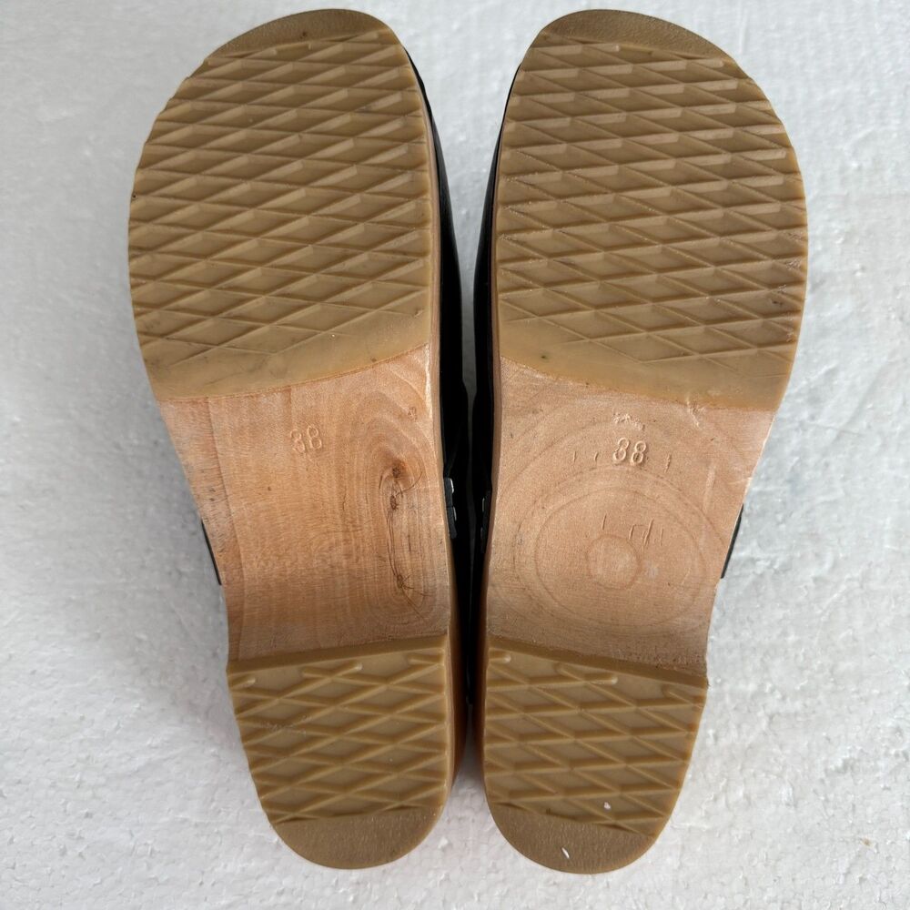 Size 7.5 - New Swedish Hasbeens Swedish Husband Clog Size 38 Women Black - Picture 7 of 11